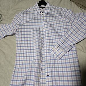 Men's Checkered Shirt - Blue and White